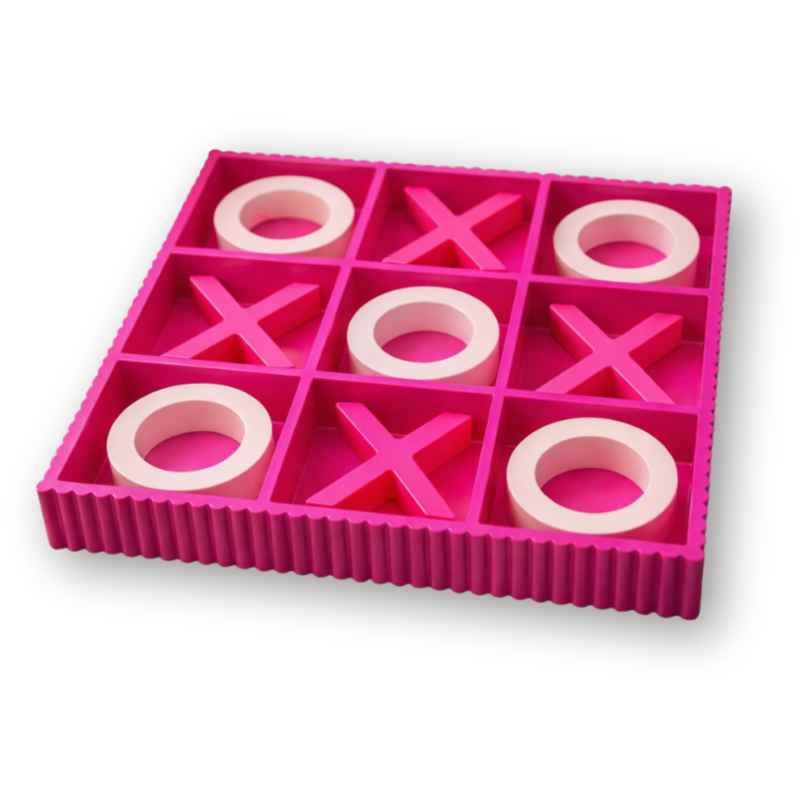 Jeu de Morpion design 33 cm Bois MDF Rose fluo Rose clair Tic Tac Toe 