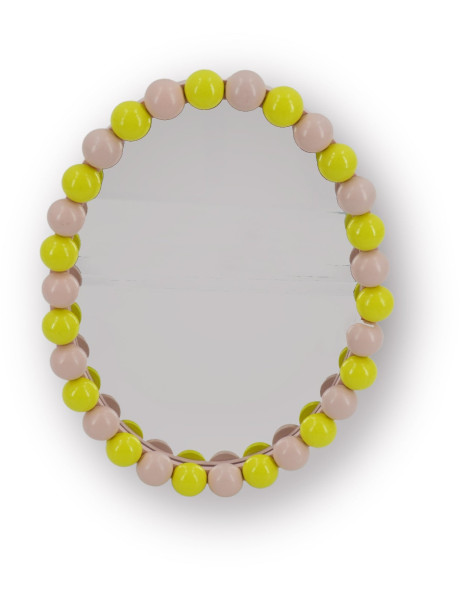 Miroir mural design bord perlé 22,5x29 Bois MDF Jaune Rose clair Bubbles 