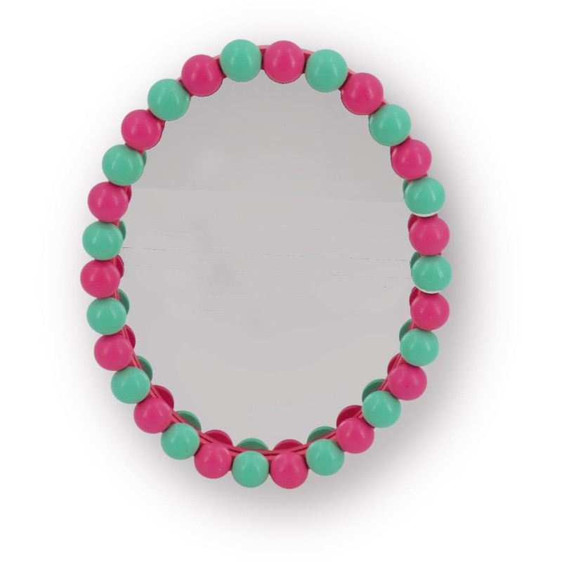 Miroir mural design bord perlé 22,5x29 Bois MDF Rose fluo Vert menthe Bubbles 