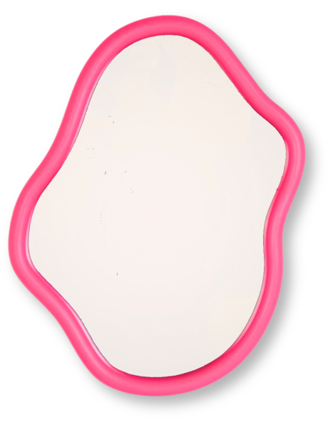 Miroir mural design 30x40 Bois MDF Rose fluo Organic 