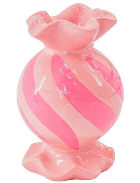Bougeoir design Bonbon au caramel H 13 cm Céramique Rose clair Rose fluo Toffee Candy 