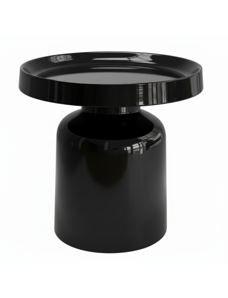 Table d'appoint design minimaliste Ronde 43 cm Métal Noir Brillant Pawn 