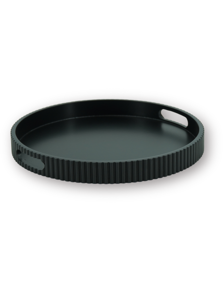 Grand Plateau de service design cannelé Rond 35 cm Bois MDF Rose clair Serve It 