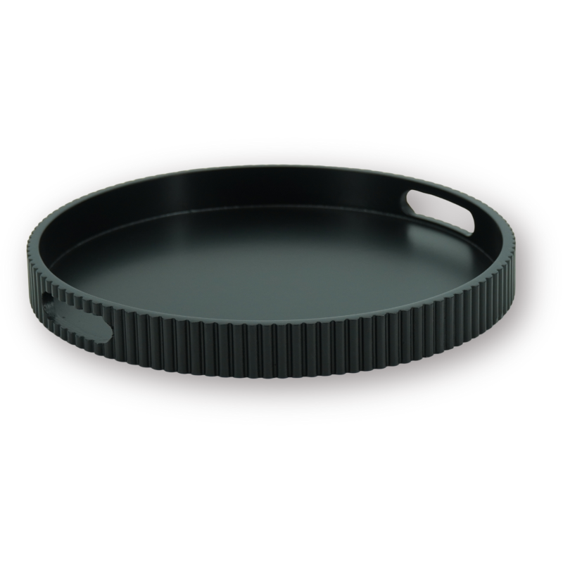 Grand Plateau de service design cannelé Rond 35 cm Bois MDF Rose clair Serve It 