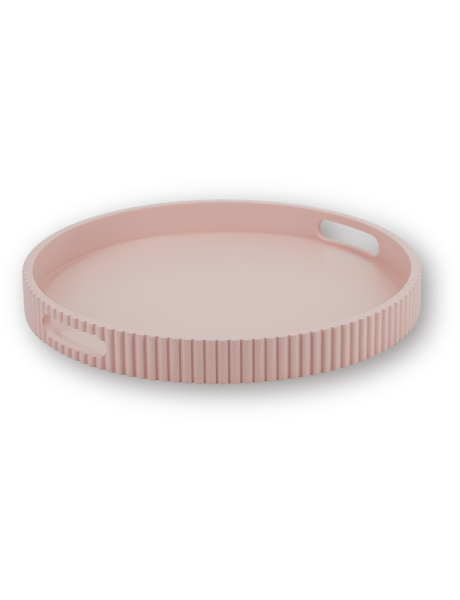 Grand Plateau de service design cannelé Rond 35 cm Bois MDF Rose clair Serve It 