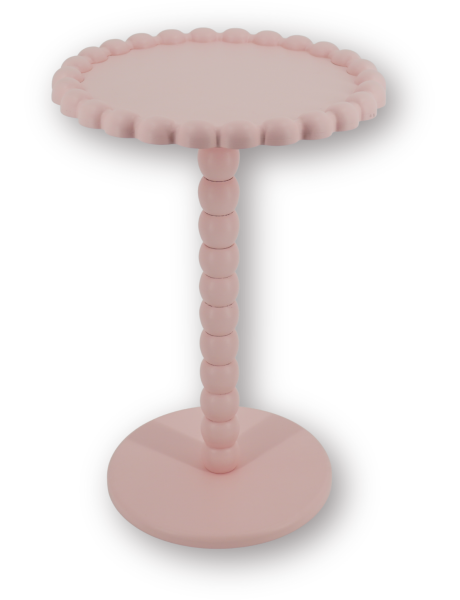 Table d'appoint design bord perlé Ronde 38 cm Bois MDF Rose clair Pearl 