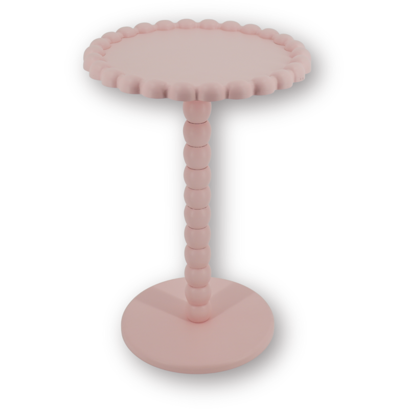 Table d'appoint design bord perlé Ronde 38 cm Bois MDF Rose clair Pearl 