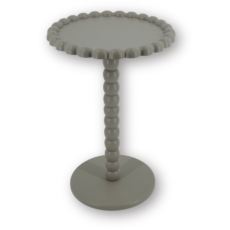 Table d'appoint design bord perlé Ronde 38 cm Bois MDF Taupe Pearl 