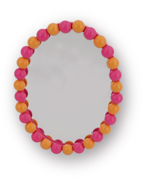 Miroir mural design bord perlé 22,5x29 Bois MDF Rose fluo Orange Bubbles 