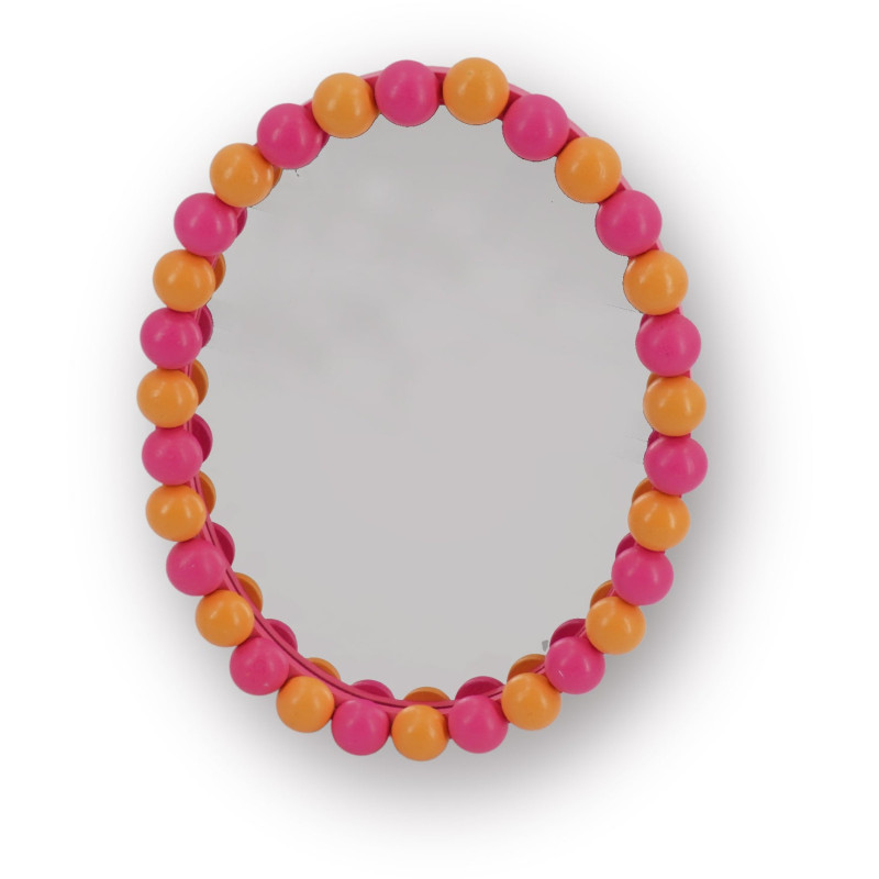 Miroir mural design bord perlé 22,5x29 Bois MDF Rose fluo Orange Bubbles 