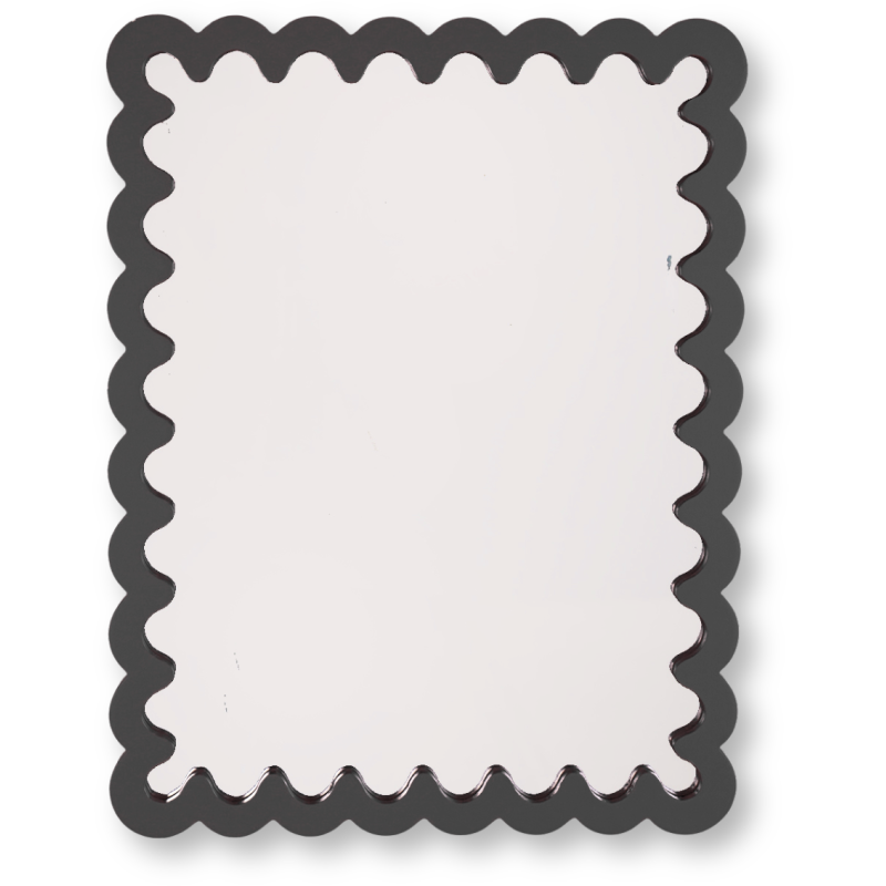 Miroir mural design bord ondulé 24x33 Bois MDF Noir Wavey 
