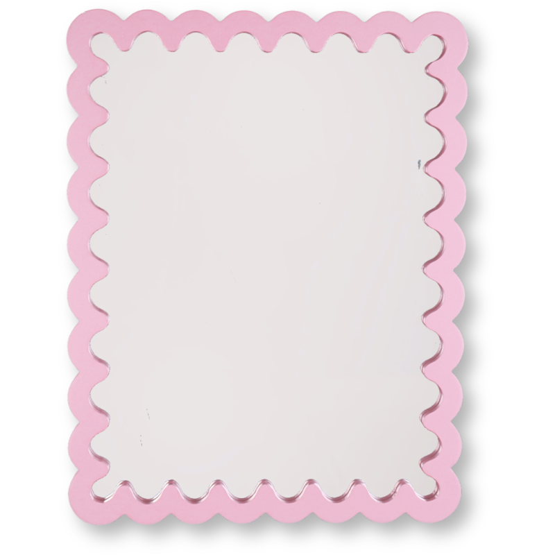 Miroir mural design bord ondulé 24x33 Bois MDF Rose clair Wavey 