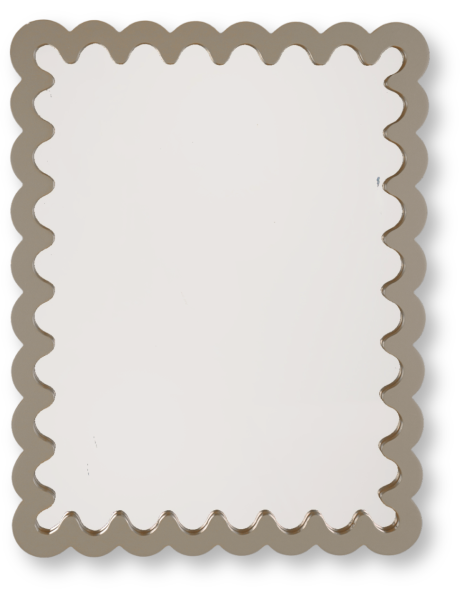 Miroir mural design bord ondulé 33x43 Bois MDF Taupe Wavey 