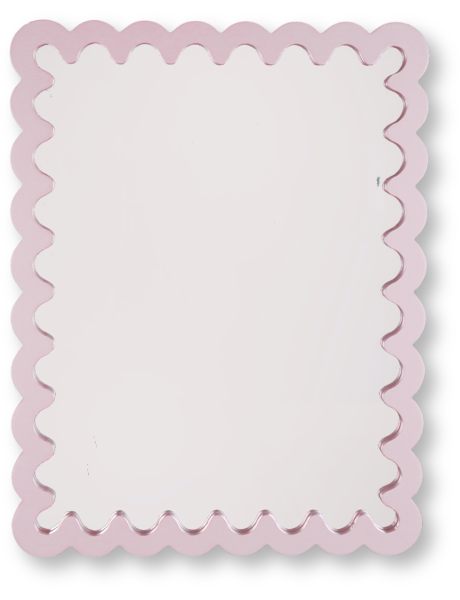 Miroir mural design bord ondulé 33x43 Bois MDF Rose clair Wavey 