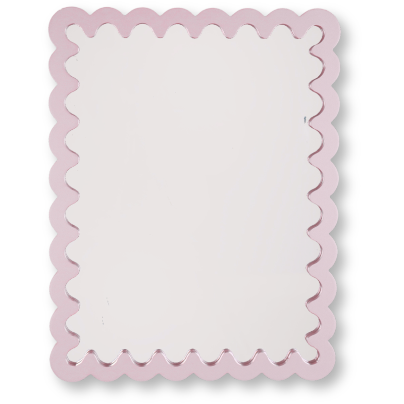 Miroir mural design bord ondulé 33x43 Bois MDF Rose clair Wavey 