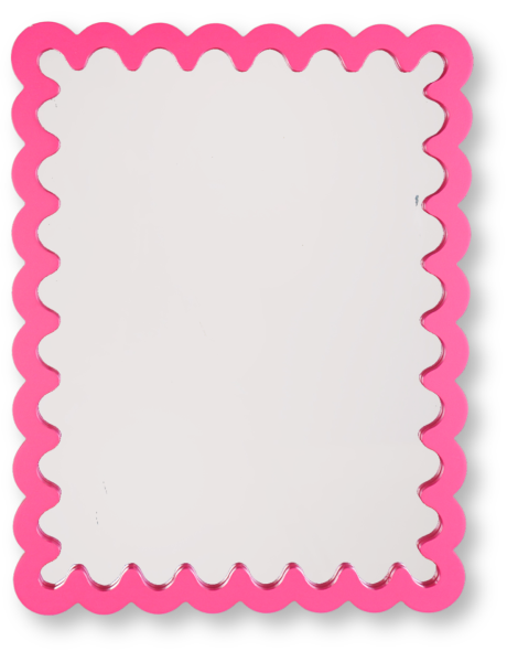 Miroir mural design bord ondulé 33x43 Bois MDF Rose fluo Wavey 