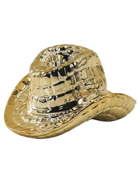 Bougeoir design Chapeau de cowboy H 7 cm Céramique Doré Western 