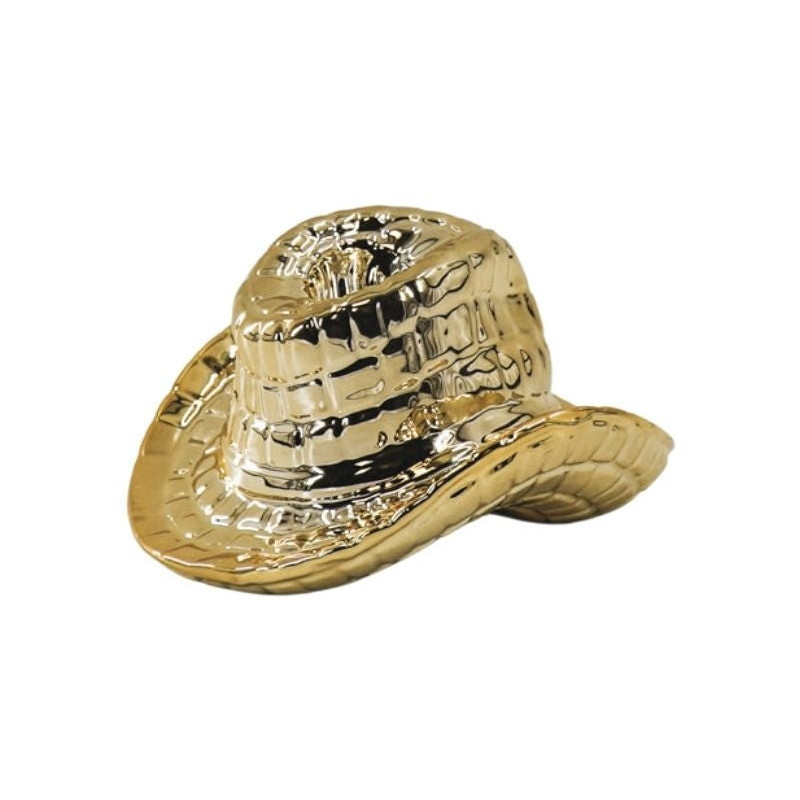 Bougeoir design Chapeau de cowboy H 7 cm Céramique Doré Western 