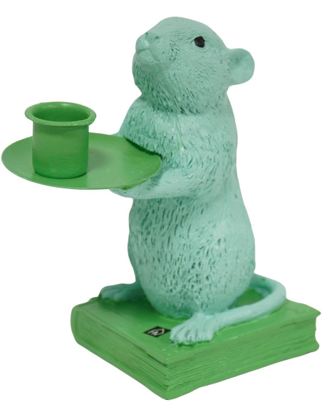 Bougeoir original Souris Pop Hauteur 17 cm Résine Métal Vert Vert menthe Mouse 