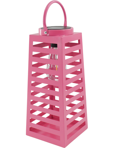 Grande Lampe solaire Lanterne à suspendre Hauteur 32 cm Métal Rose Summer