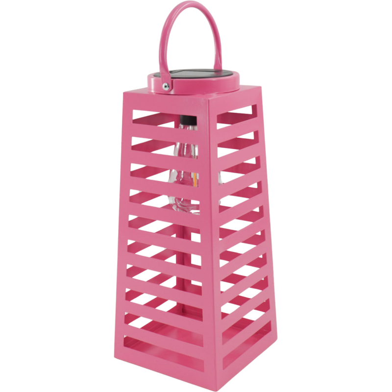 Grande Lampe solaire Lanterne à suspendre Hauteur 32 cm Métal Rose Summer
