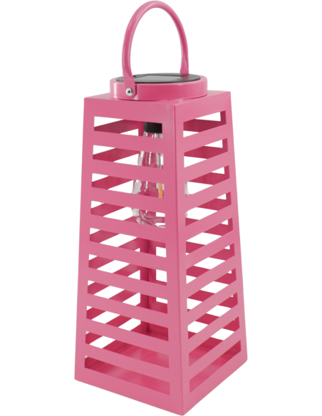 Grande Lampe solaire Lanterne à suspendre Hauteur 32 cm Métal Rose Summer