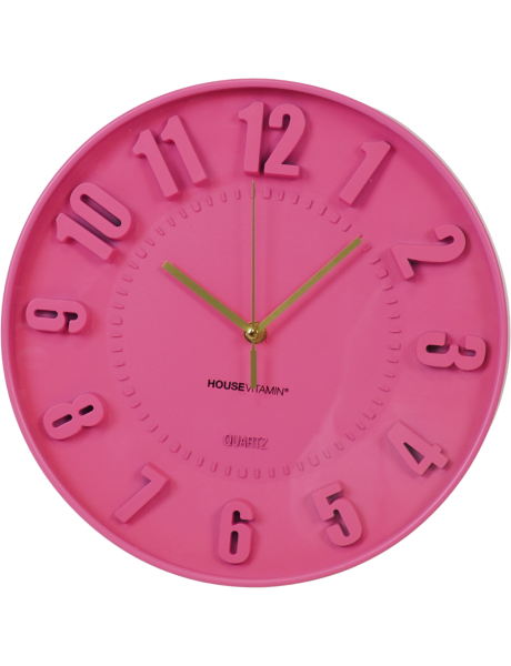 Horloge murale moderne Ronde 30 cm Plastique Rose fluo Numbers