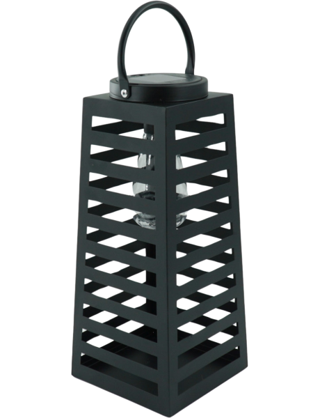 Grande Lampe solaire Lanterne à suspendre Hauteur 32 cm Métal Noir Summer
