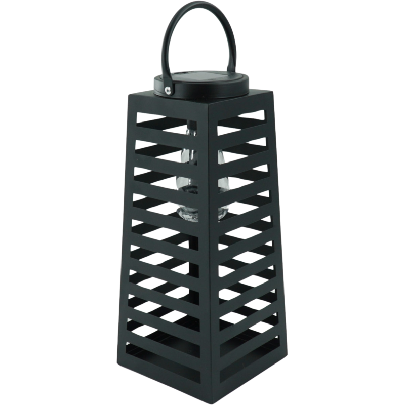 Grande Lampe solaire Lanterne à suspendre Hauteur 32 cm Métal Noir Summer