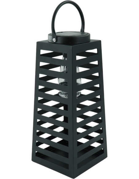 Grande Lampe solaire Lanterne à suspendre Hauteur 32 cm Métal Noir Summer