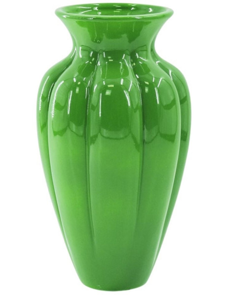 Vase design Ovale H 29 cm Céramique Vert Motif plissé Pleated 