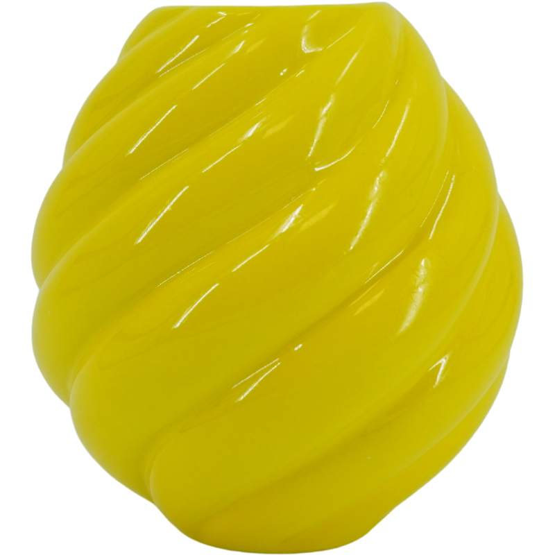 Vase design Pop Tourbillon Ovale H 21 cm Céramique Jaune Swirl 