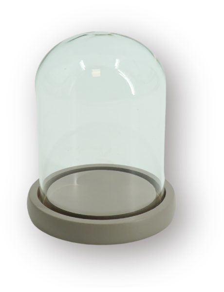 Cloche décorative moderne H 15 cm Verre Transparent Bois MDF Sable Bell Jar 