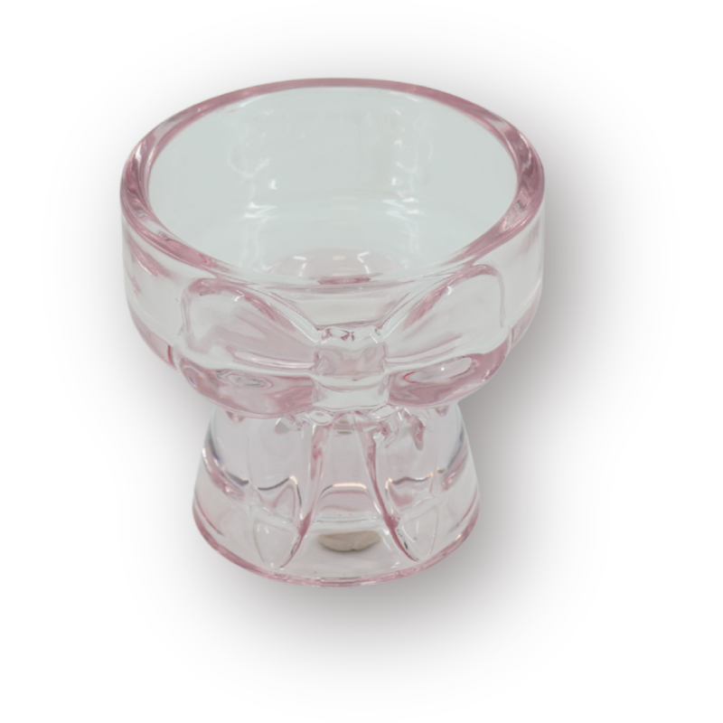 Bougeoir photophore design Noeud H 6 cm Verre Rose Bow 