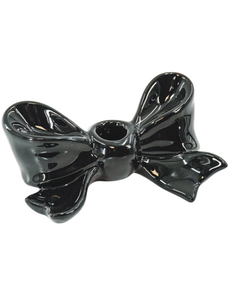 Bougeoir design Noeud 18 cm Céramique Noir Bow 