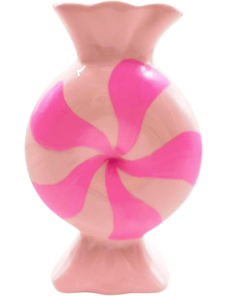 Vase design Tourbillon Bonbon au caramel H 20 cm Céramique Rose clair Rose fluo Toffee Candy 