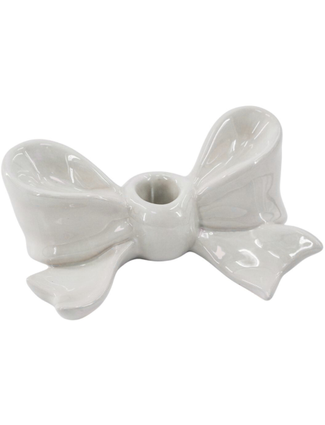 Bougeoir design Noeud 18 cm Céramique Blanc Bow 