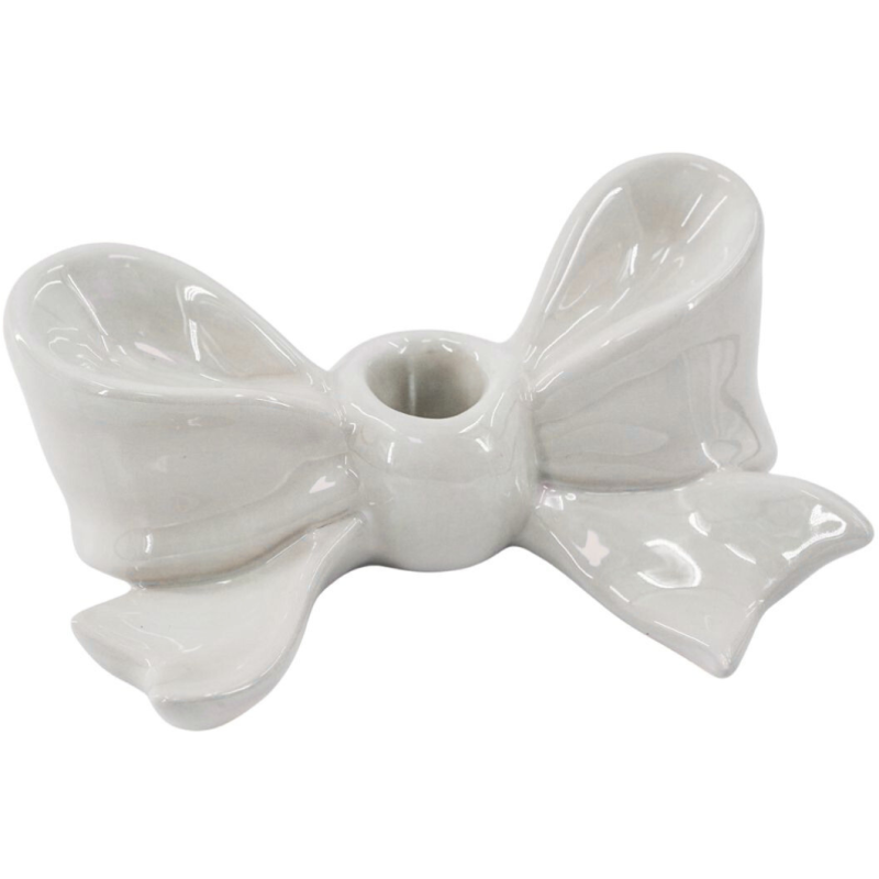 Bougeoir design Noeud 18 cm Céramique Blanc Bow 