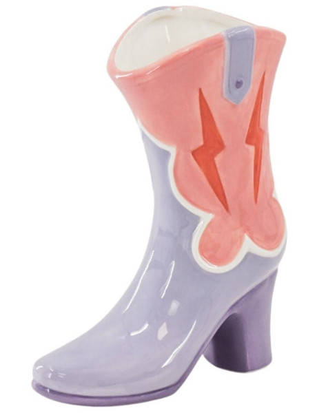 Vase design Botte de cowboy H 26 cm Céramique Rose Lilas Western 