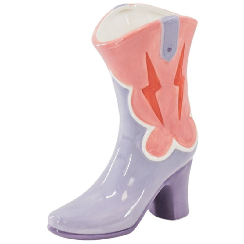Vase design Botte de cowboy H 26 cm Céramique Rose Lilas Western 