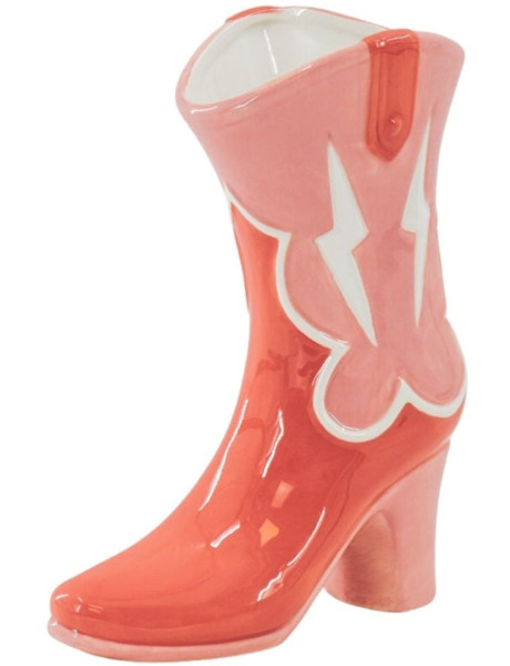 Vase design Botte de cowboy H 26 cm Céramique Rose Orange Western 