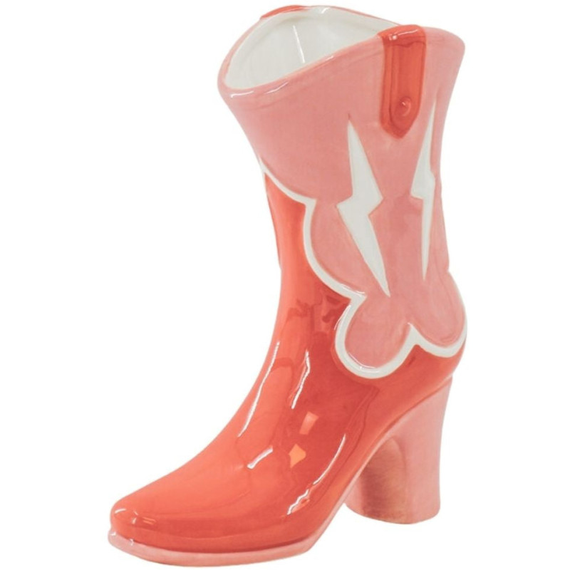 Vase design Botte de cowboy H 26 cm Céramique Rose Orange Western 
