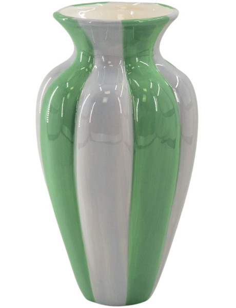 Vase design Ovale H 29 cm Céramique Vert Lilas Motif plissé Pleated 