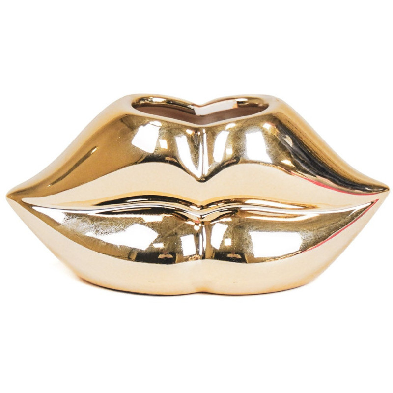 Vase design Lèvres Bouche H 7 cm Céramique Doré Lip 
