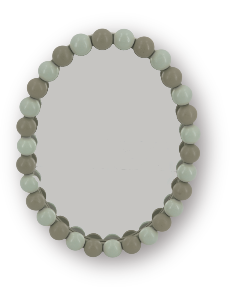 Miroir mural design bord perlé 22,5x29 Bois MDF Sable Taupe Bubbles 