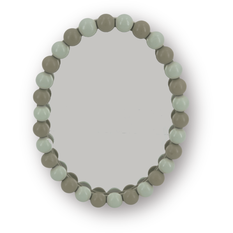 Miroir mural design bord perlé 22,5x29 Bois MDF Sable Taupe Bubbles 