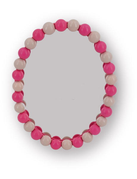 Miroir mural design bord perlé 22,5x29 Bois MDF Rose clair Rose fluo Bubbles 