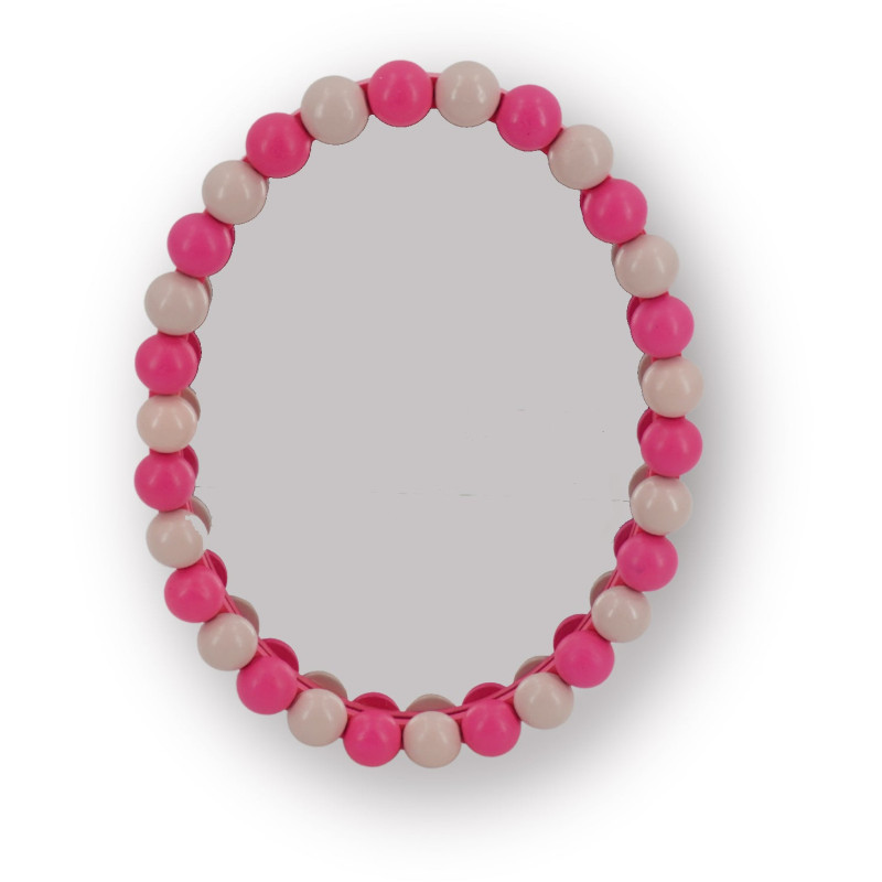 Miroir mural design bord perlé 22,5x29 Bois MDF Rose clair Rose fluo Bubbles 