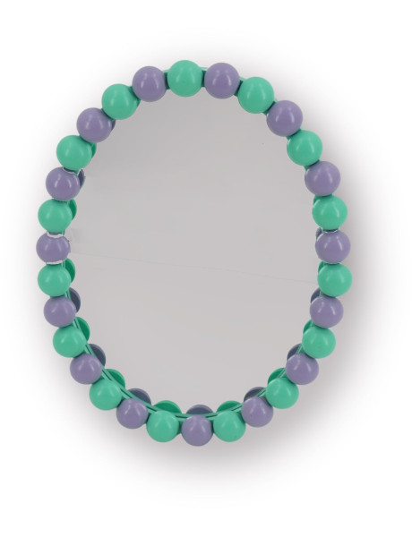 Miroir mural design bord perlé 22,5x29 Bois MDF Vert menthe Lilas Bubbles 