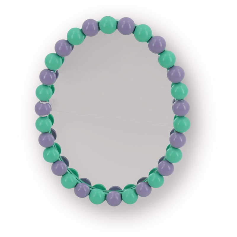 Miroir mural design bord perlé 22,5x29 Bois MDF Vert menthe Lilas Bubbles 